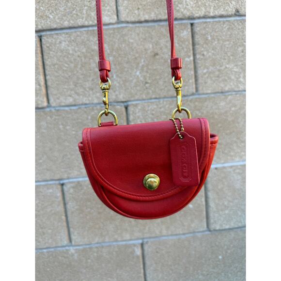 Vintage COACH Leather Mini Convertible Crossbody Belt Bag RARE RED USA 9826 - Picture 8 of 14
